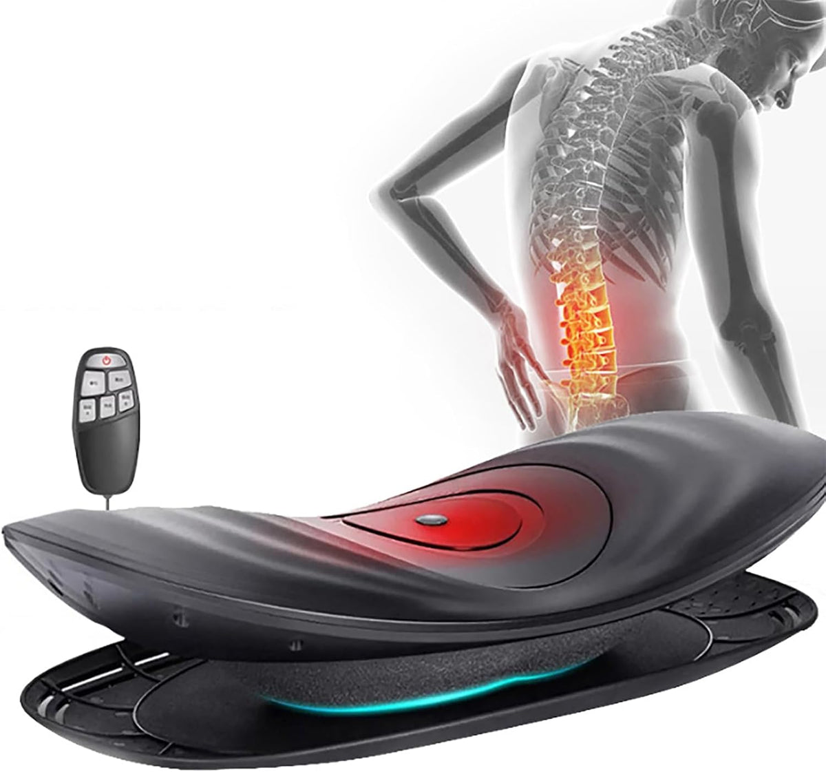 McbeAn Masseur Lombaire Électrique, Appareil De Massage Lombaire Électrique avec Télécommande, 3 Niveaux De Réglage De La Température